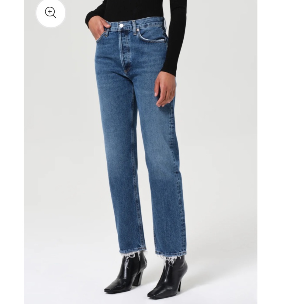 Agolde Straight Leg Jeans in Classic Blue Denim